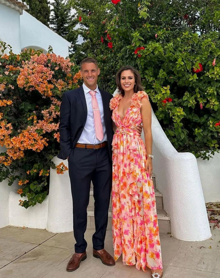 Women's Sleeveless Floral Print Deep-V Maxi Dress
