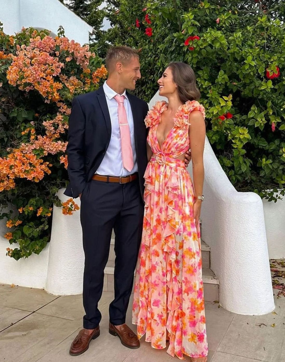 Women's Sleeveless Floral Print Deep-V Maxi Dress