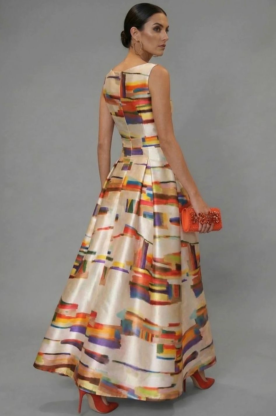 Women's Sleeveless Multicolour Print Formal Maxi Dress