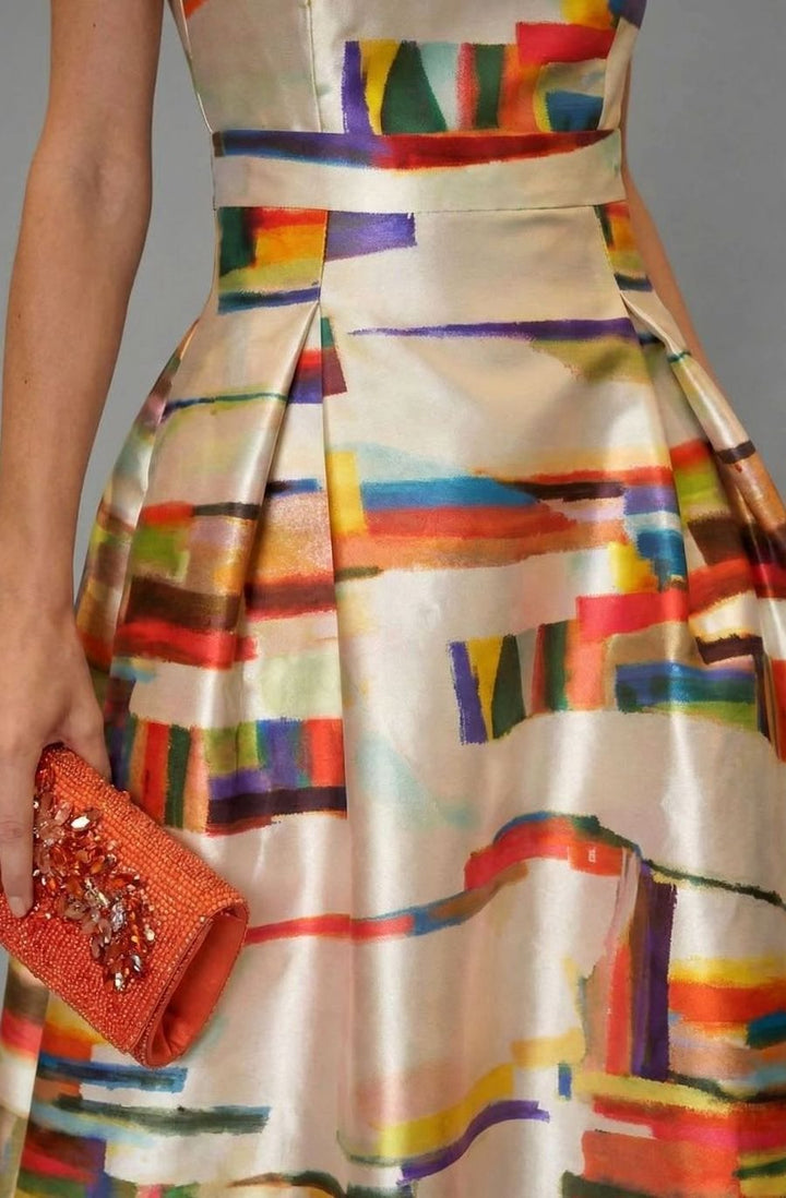 Women's Sleeveless Multicolour Print Formal Maxi Dress