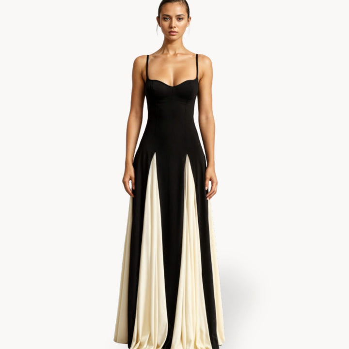 Women's Spaghetti-Strap Sweetheart-Bodice Satin Maxi Dress - Black