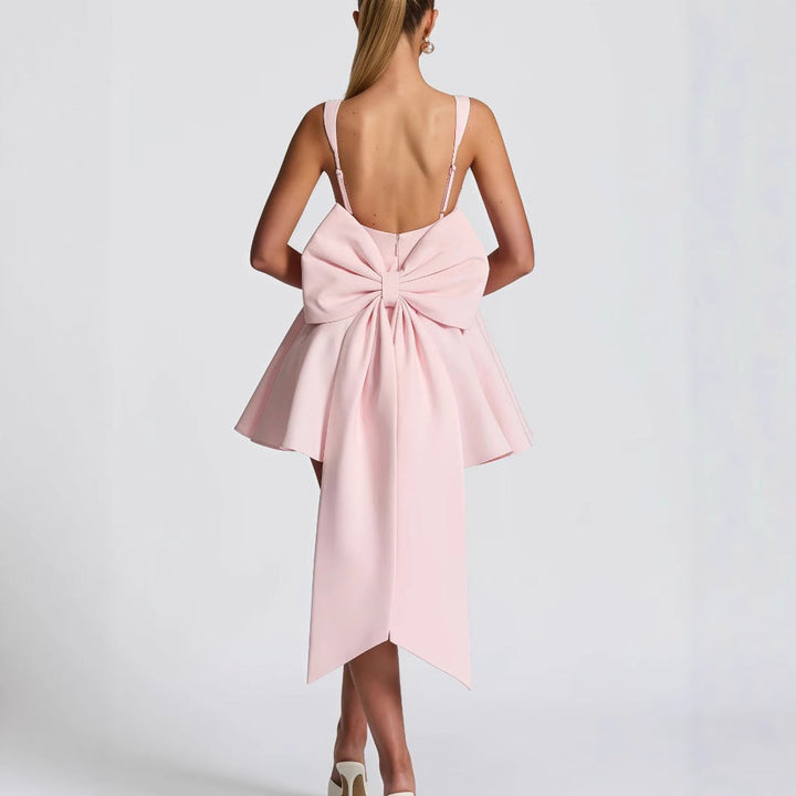 Women's Square-Neck Oversized-Bow A-Line Cocktail Dress