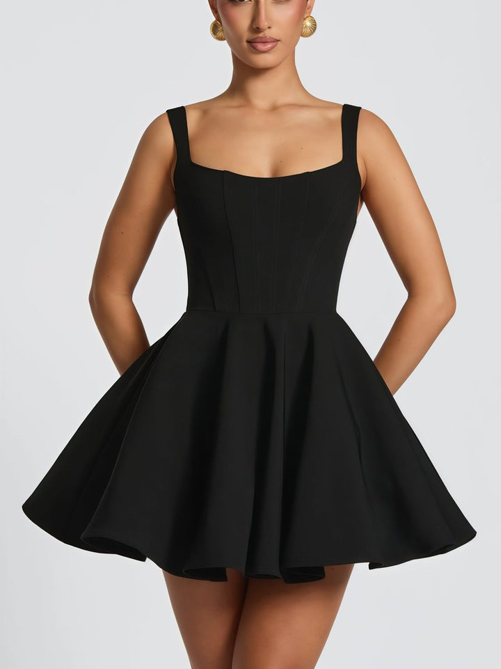 Women's Square-Neck Oversized-Bow A-Line Cocktail Dress - Black