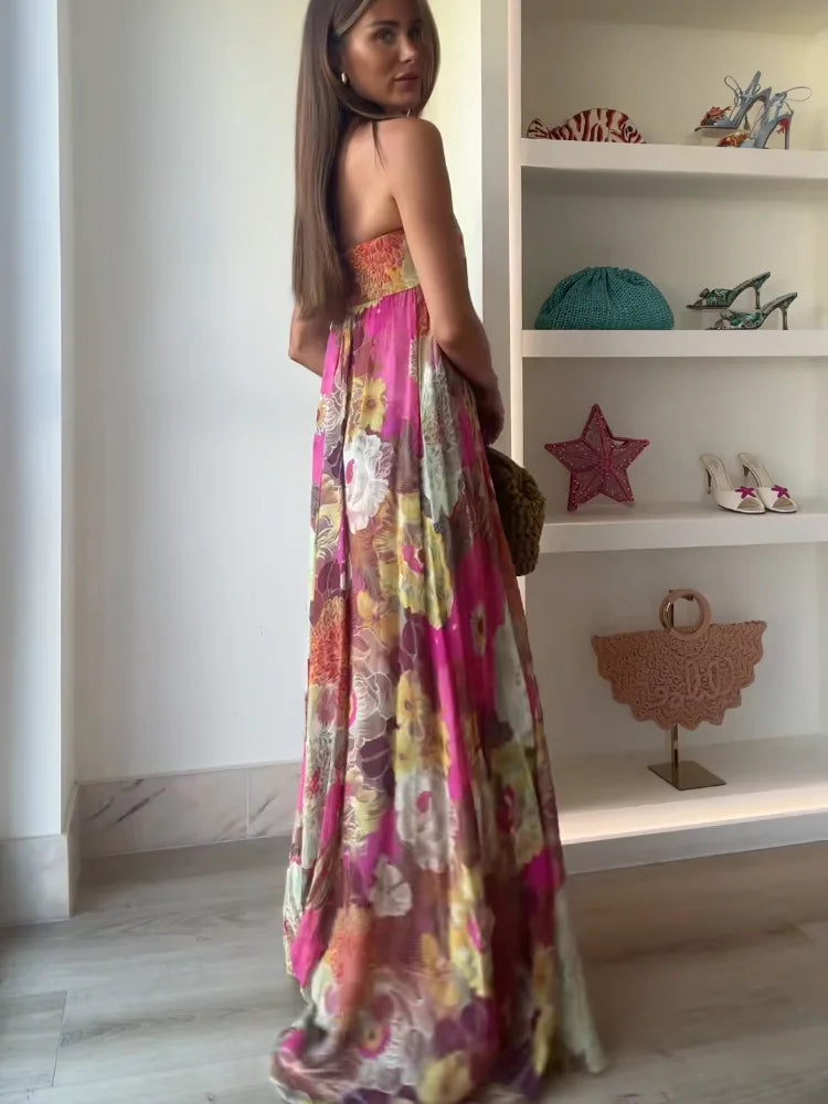 Kylie | Women's Strapless Floral Maxi Wedding Guest Dress Luvy Boutique