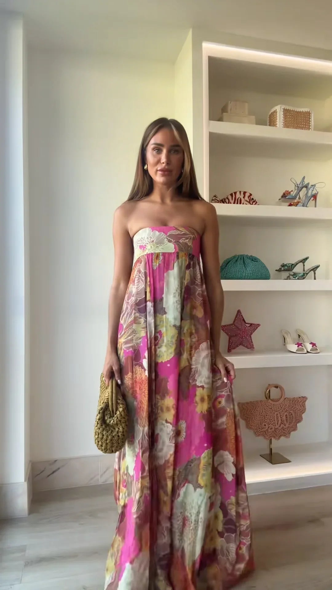 Kylie | Women's Strapless Floral Maxi Wedding Guest Dress Luvy Boutique