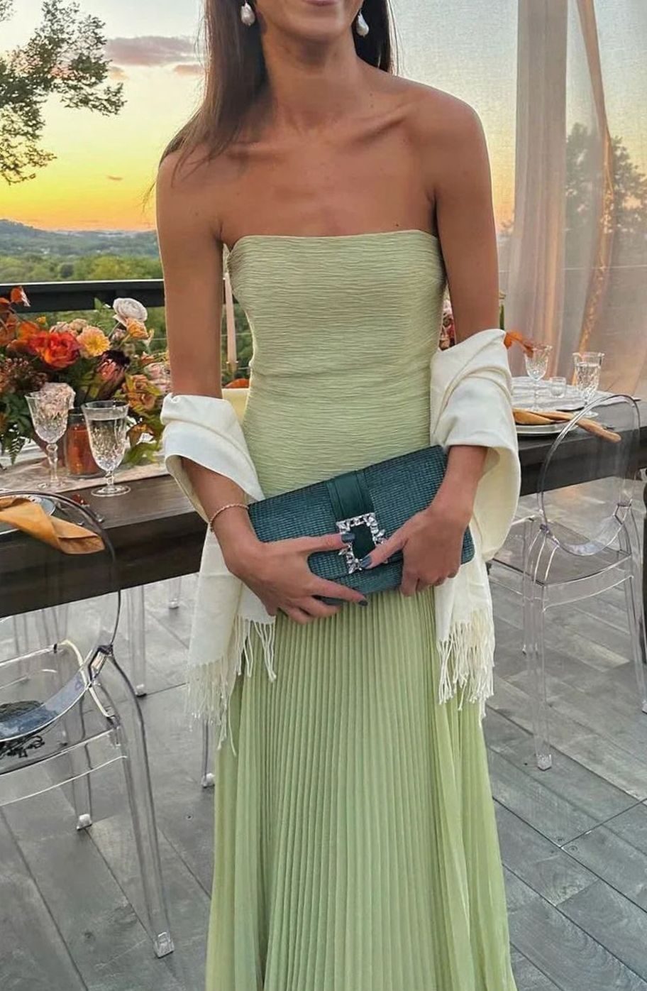 Women's Strapless Pleated Maxi Dress for Special Occasions