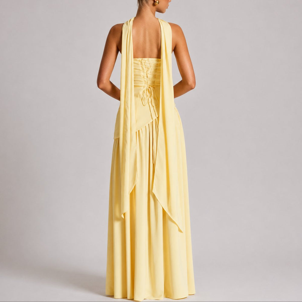Women's Strapless Structured-Bodice Fall Wedding Guest Maxi Dress