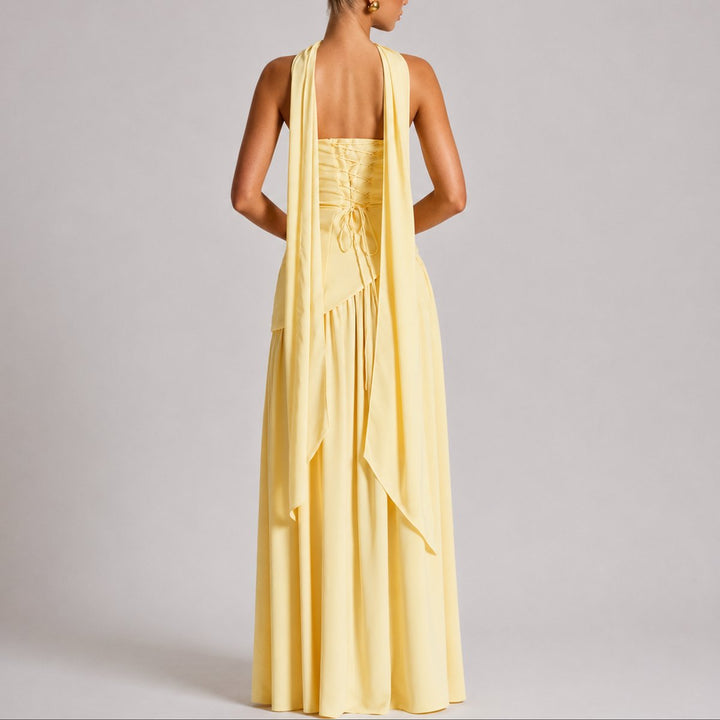 Women's Strapless Structured-Bodice Fall Wedding Guest Maxi Dress