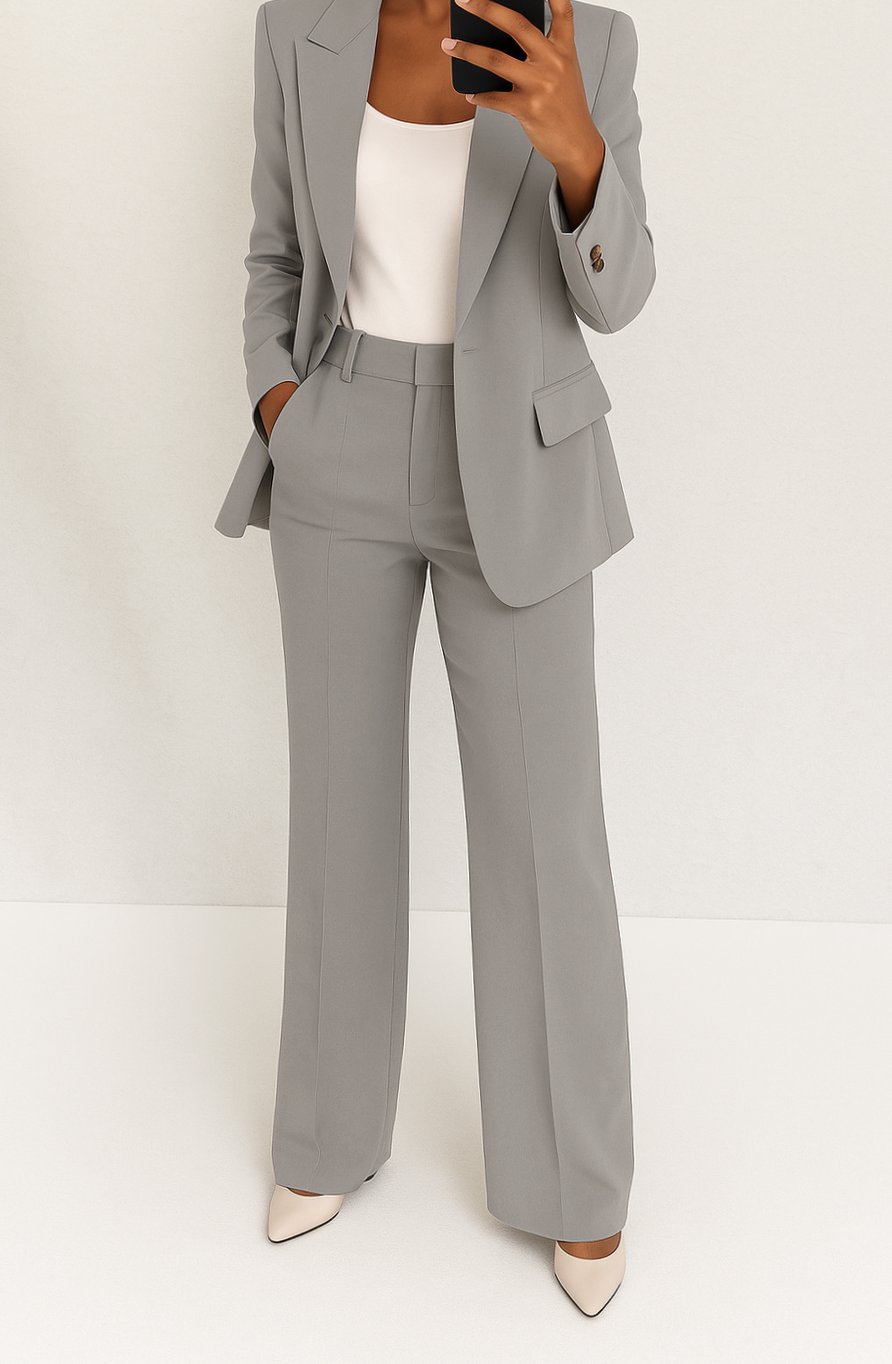 Women's Tailored Blazer Pants Suit Set Single-Button
