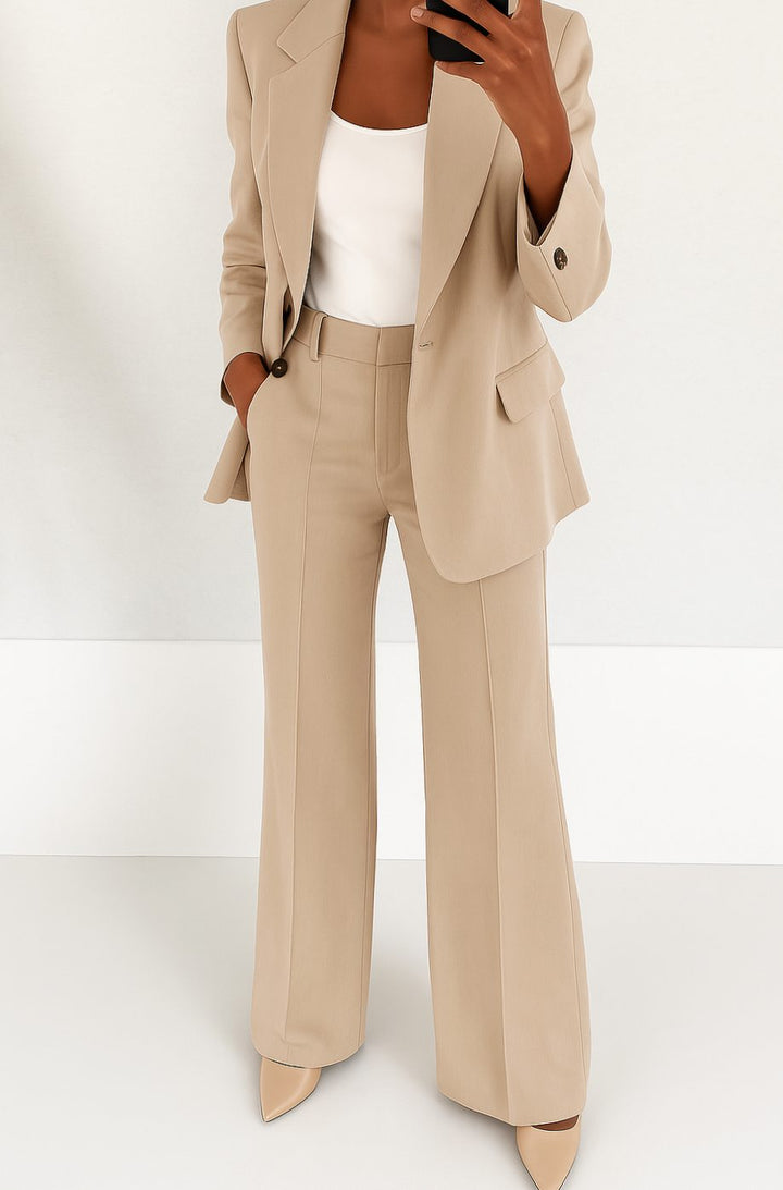 Women's Tailored Blazer Pants Suit Set Single-Button