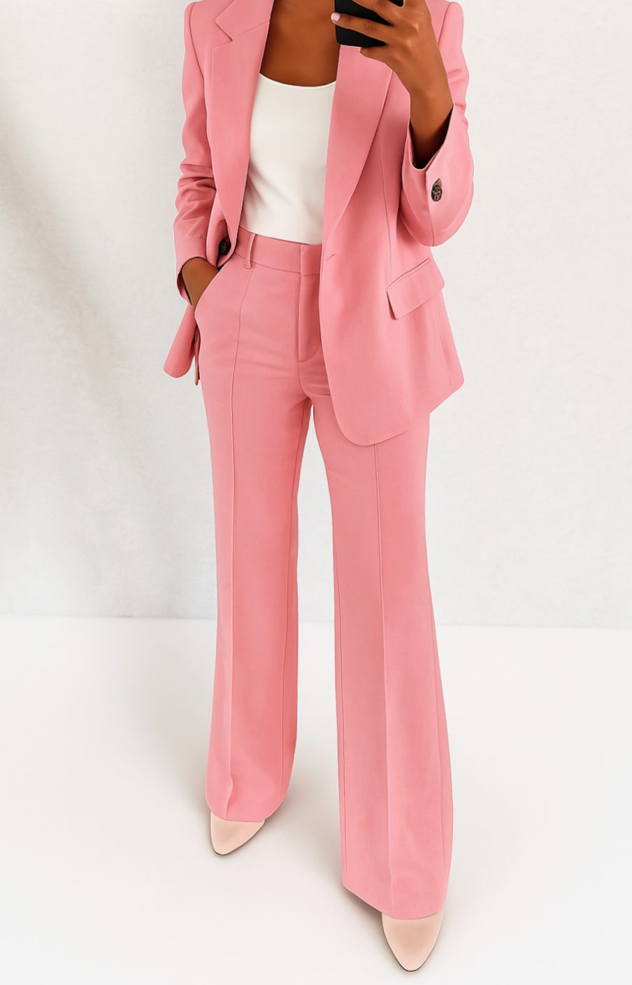 Women's Tailored Blazer Pants Suit Set Single-Button