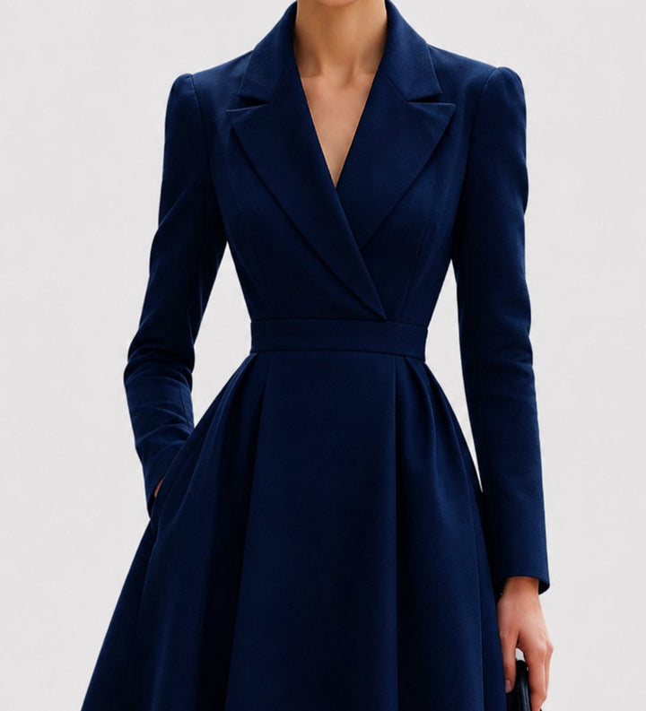 Women's Tailored Coat Formal Dresses Long Sleeve A-Line Midi