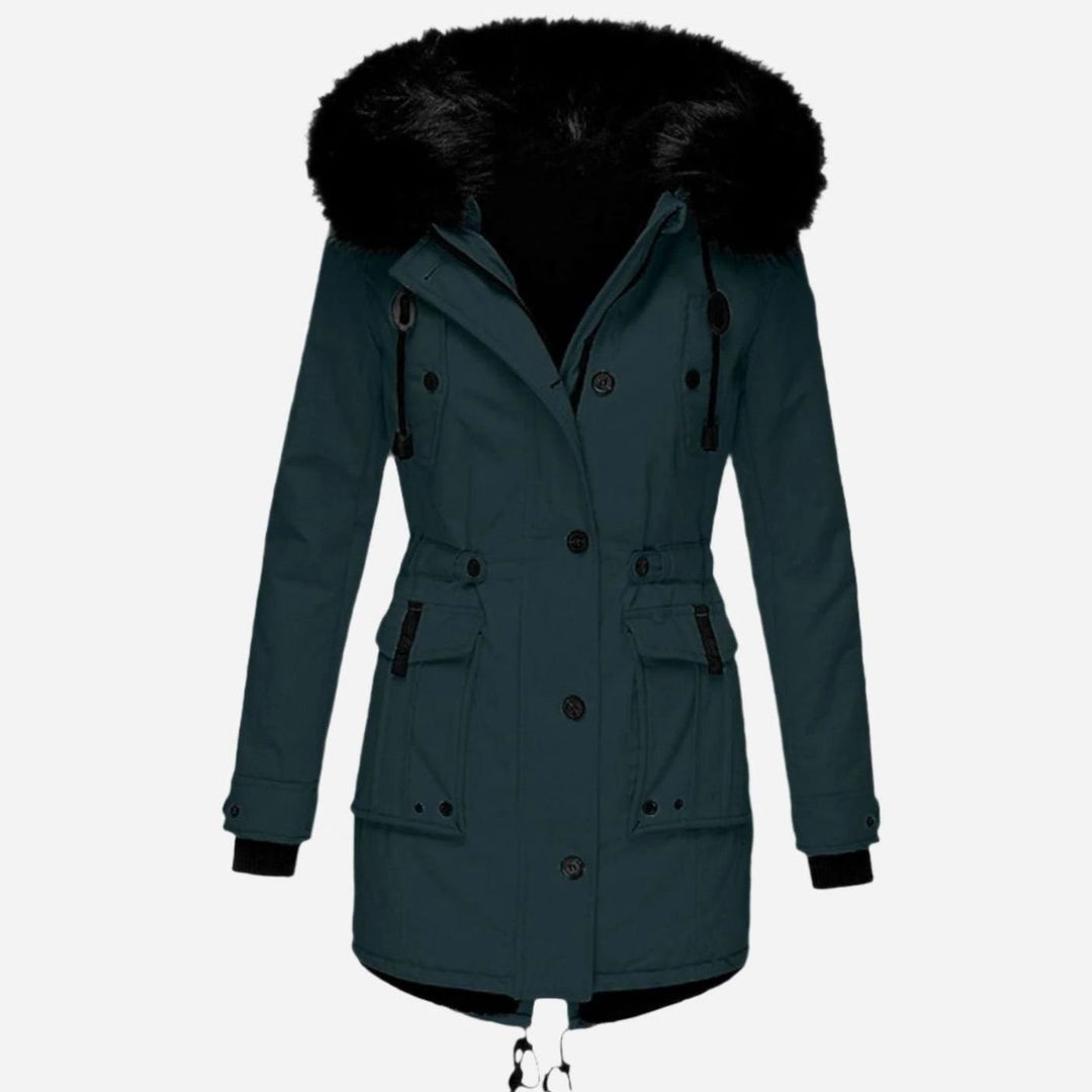 Women's Thick Faux-Fur-Hood Drawstring-Waist Parka Coat