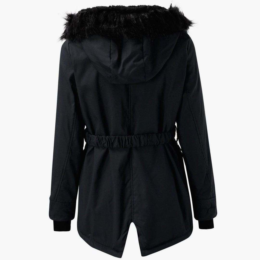 Women's Thick Faux-Fur-Hood Drawstring-Waist Parka Coat