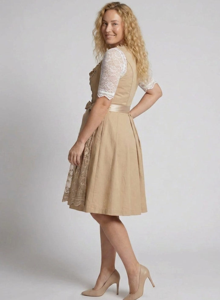 Women's Traditional Lace-Up Dirndl Knee-Length Dress