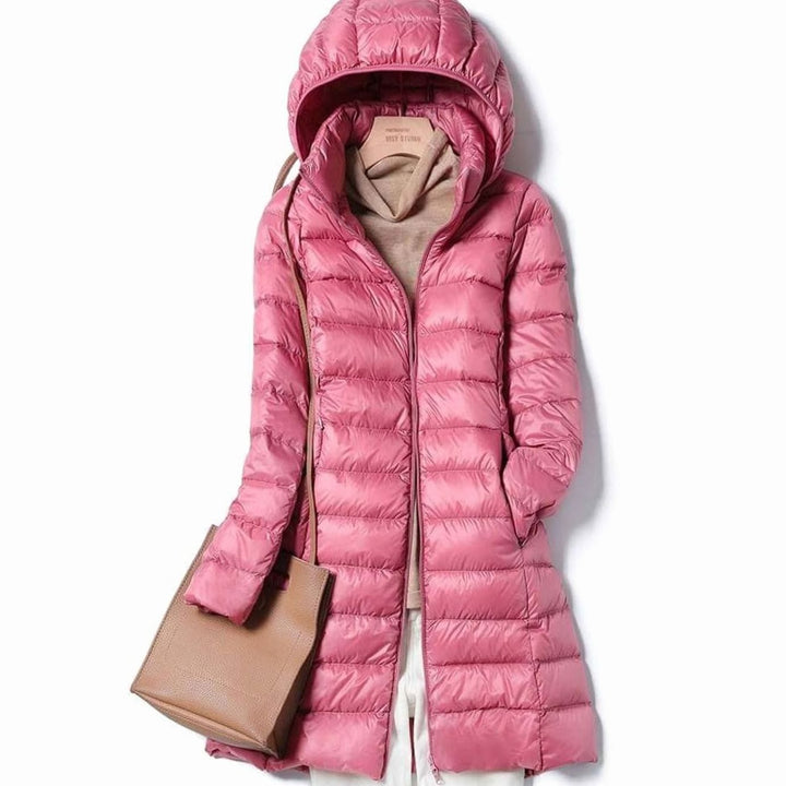 Women's Ultralight Hooded Puffer Down Jacket Long Fit - Rose
