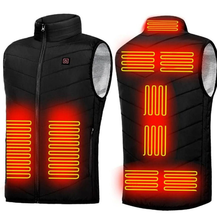 Women's Unisex Electric Heated Puffer Vest 9-Zone Warming - Black