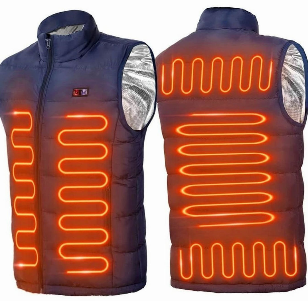 Women's Unisex Electric Heated Puffer Vest 9-Zone Warming - Blue