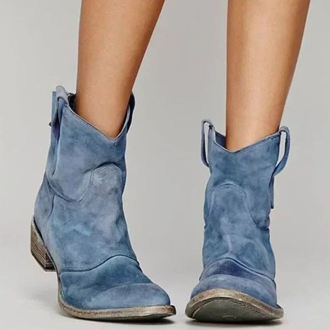 Women's Vintage Western Suede-Look Pull-On Ankle Boots