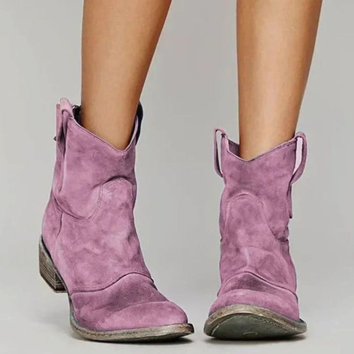 Women's Vintage Western Suede-Look Pull-On Ankle Boots