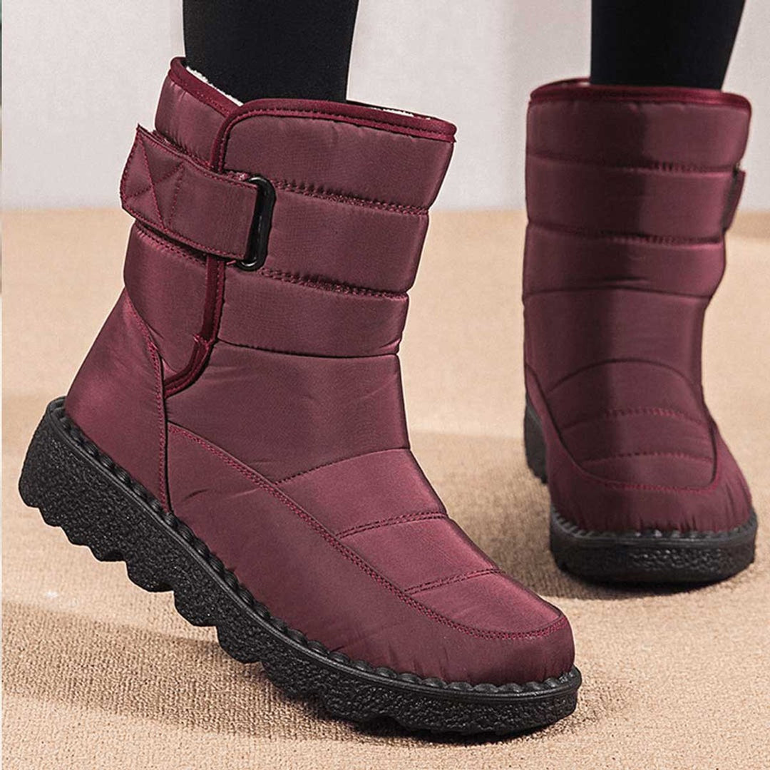 Women's Waterproof Insulated Ankle Snow Boots Winter Knee High Boots - Red