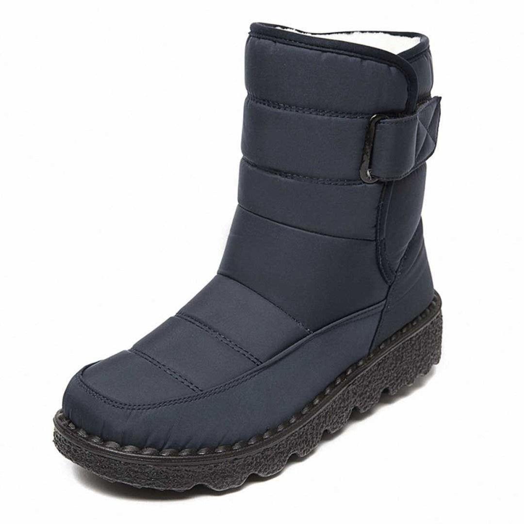 Women's Waterproof Insulated Ankle Snow Boots Winter Knee High Boots - Dark Blue