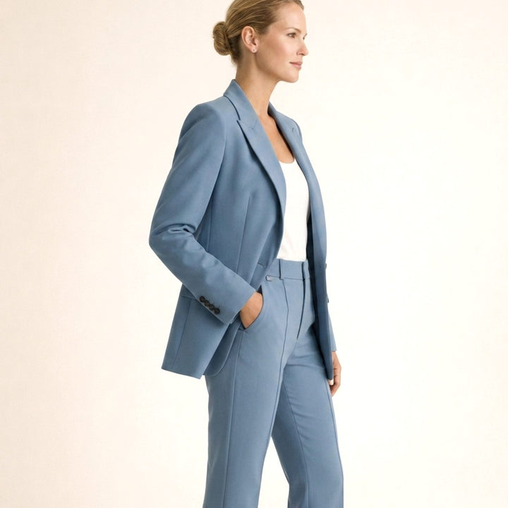Women's Wide-Leg Flare Blazer Two-Piece Suit Set