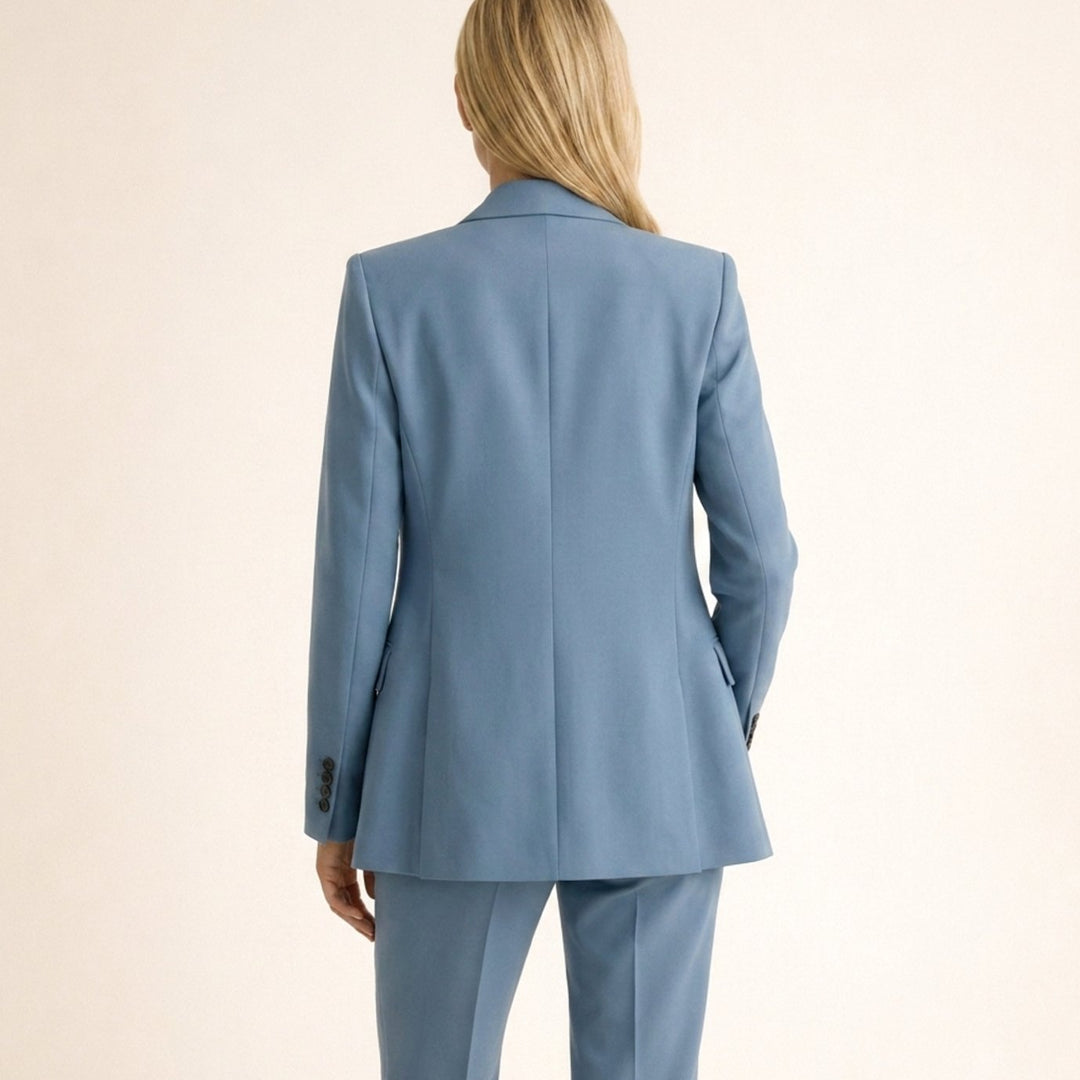 Women's Wide-Leg Flare Blazer Two-Piece Suit Set