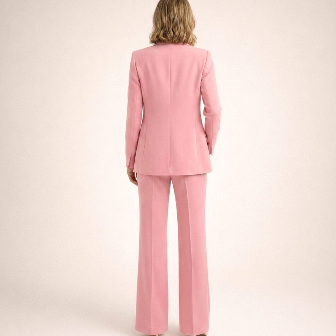 Women's Wide-Leg Flare Blazer Two-Piece Suit Set