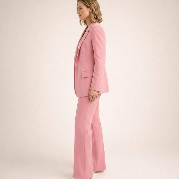 Women's Wide-Leg Flare Blazer Two-Piece Suit Set