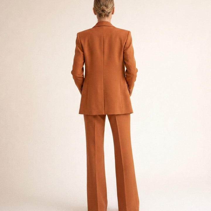 Women's Wide-Leg Flare Blazer Two-Piece Suit Set