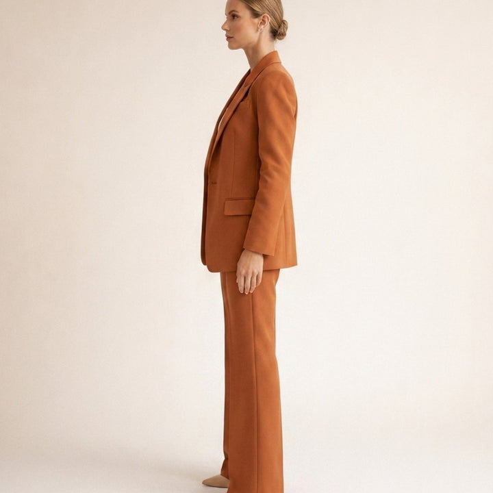 Women's Wide-Leg Flare Blazer Two-Piece Suit Set