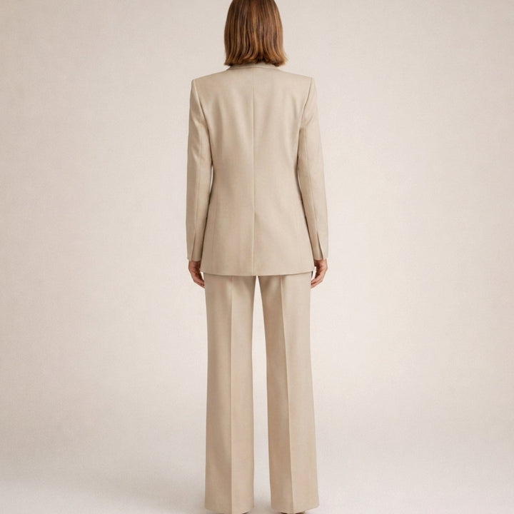 Women's Wide-Leg Flare Blazer Two-Piece Suit Set