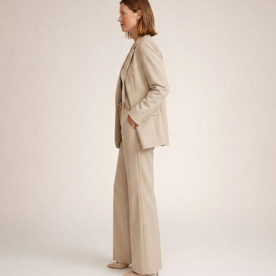 Women's Wide-Leg Flare Blazer Two-Piece Suit Set