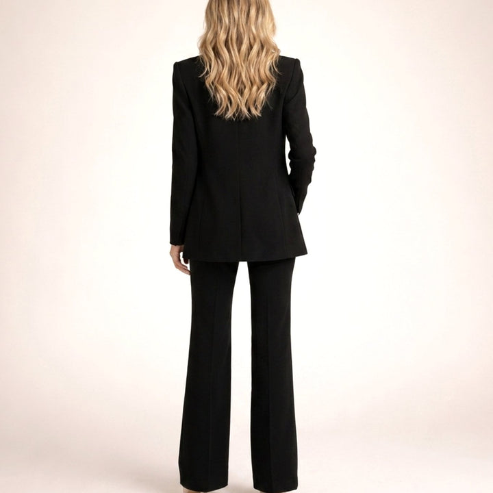 Women's Wide-Leg Flare Blazer Two-Piece Suit Set
