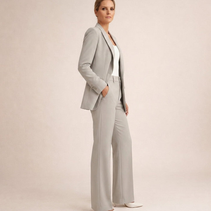 Women's Wide-Leg Flare Blazer Two-Piece Suit Set