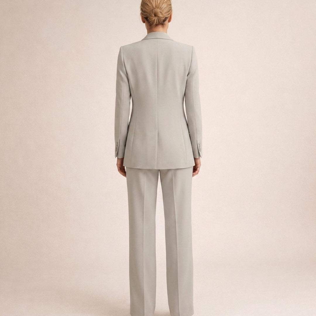 Women's Wide-Leg Flare Blazer Two-Piece Suit Set