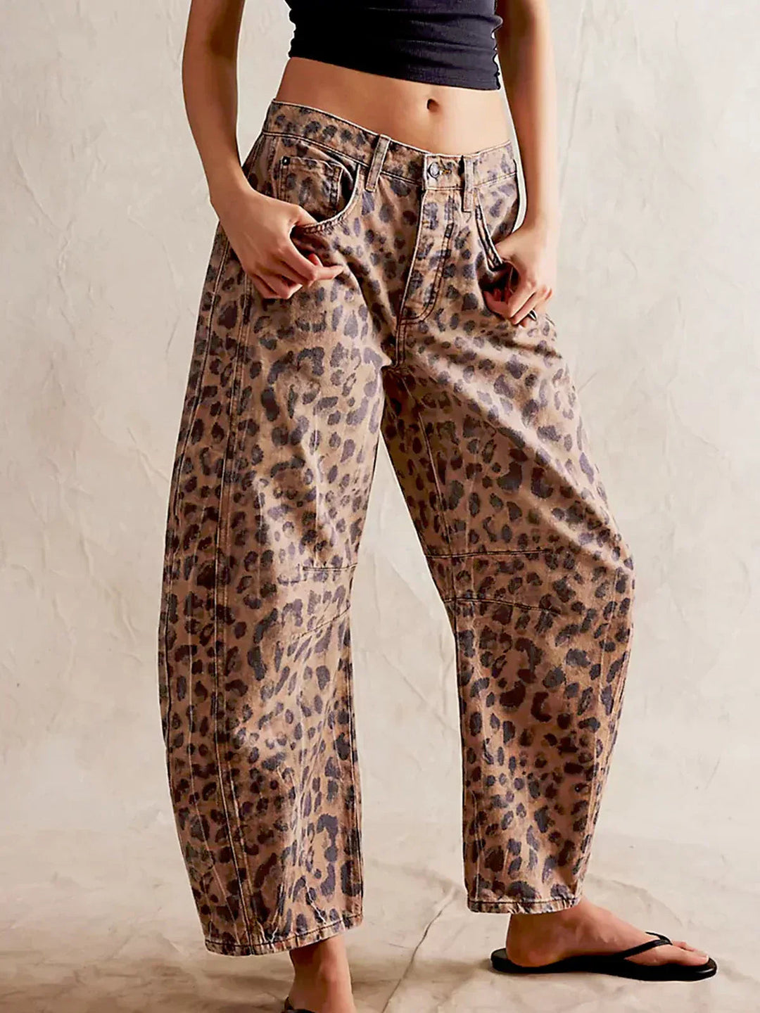 Maya | Women’s Leopard Print Wide Leg Jeans Luvy Boutique