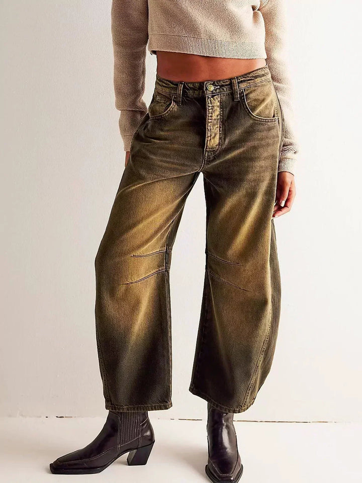 Maya | Women’s Leopard Print Wide Leg Jeans Luvy Boutique