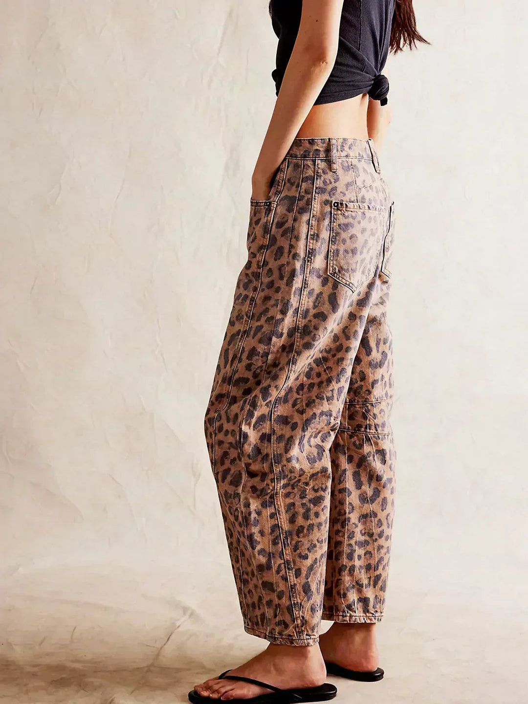 Maya | Women’s Leopard Print Wide Leg Jeans Luvy Boutique