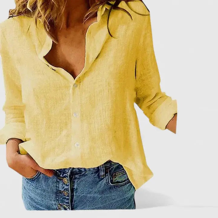 Elizabeth | Womens Casual Button V Neck Blouse Luvy Boutique
